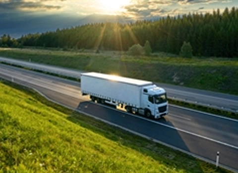Clean mobility transport truck on highway